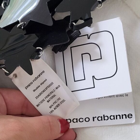 NEW $1920 Paco Rabanne RABANNE Star Embellished Mesh Mini Dresssz 36 Bla… - Picture 11 of 16